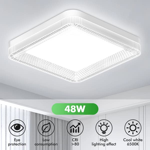 Loftlampe, Energi Effektiv, Øjenvenligt Design,2PC-a, Kold Hvid-d, 48W-b