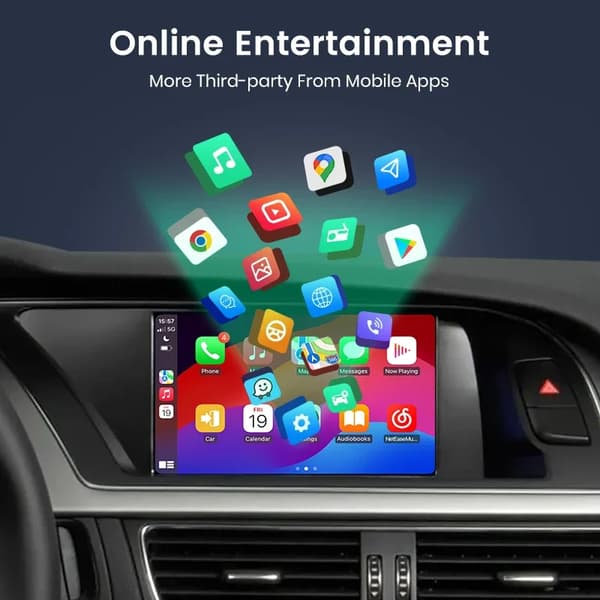 Bilinterface Dekoder, Navigationssystem, Smartphone Integration, kompatibel med Audi A4 B8 A5 Q5 S5 2009-2015,Med MMI Knob