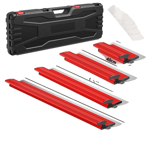 Gipsplade Skimming Blade Sæt, Rustfrit Stål Blade, Komfortabelt Greb,Rød 4Pcs Sæt