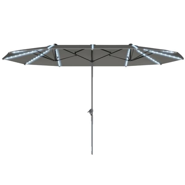 Terrassparasol, UV-skydd, Solenergi LED-lampor,Grå