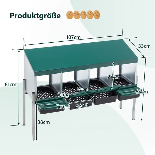 Fuglehus, Fire-kompartment Design, Holdbar Jernkonstruktion,grøn