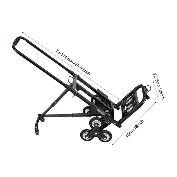 Håndvogn, Trappeklatringsdesign, 150 kg Belastningsevne,sort