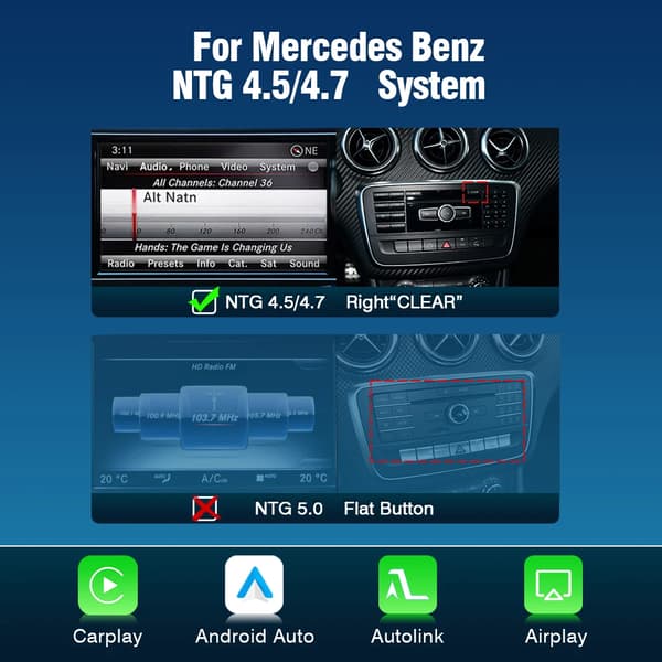 Trådløs CarPlay Android Auto, Problemfri Forbindelse, Forbedret Lydoplevelse,FOR NTG 4.5/4.7 Benz