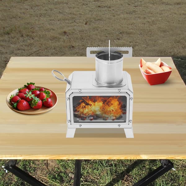 Campingkomfur, Kompakt Design, Effektiv Luftstrøm,Sølv