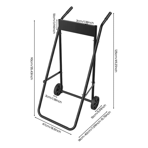 Udenbordsmotorvogn, Heavy Duty Dolly, Sammenklappeligt Design,sort