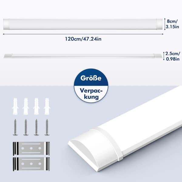 LED Rørlys, Energi Effektiv, Hurtig Installation,2PC-a, 120cm-d, 3000K