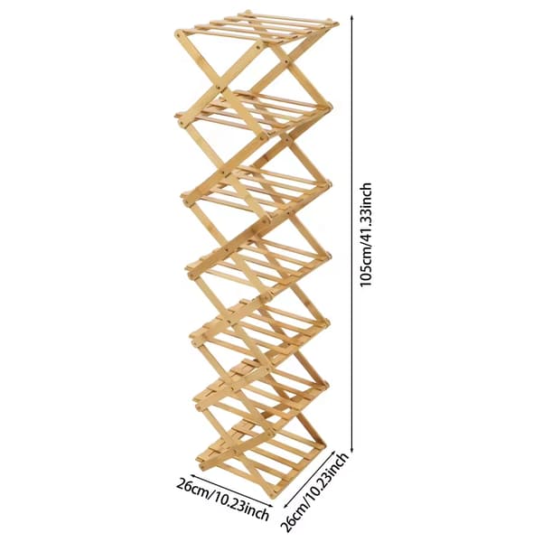 Sko Rack, 7-Lag, Foldbart Design,Log Farve