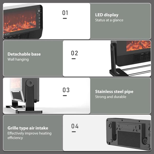 Elektrisk Eldstad, Justerbar Värme, Fjärrkontroll & Touchkontroll,2000w