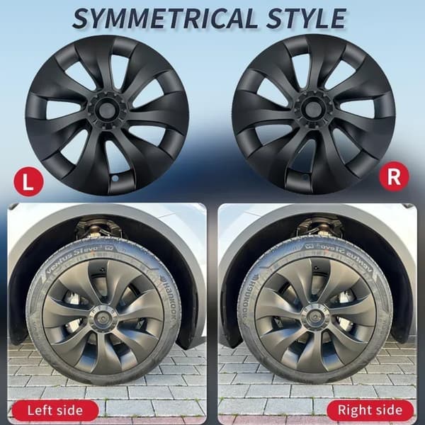 Hjulkapsel til Tesla Model Y, 19 Tommer, Symmetrisk Design,matte sort, make1, model2