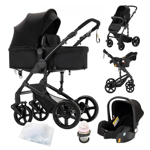 Barnvagn, Kompakt Design, Lätt Vikt,588-svart