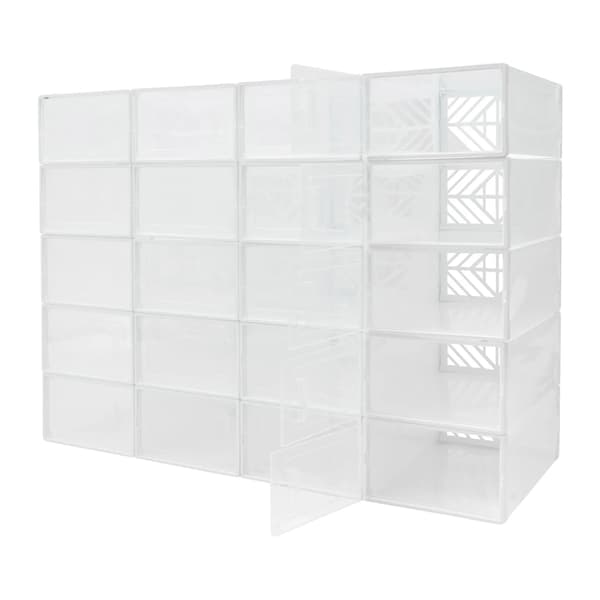 Skoförvaringslådor, stapelbara, transparent design,VIT
