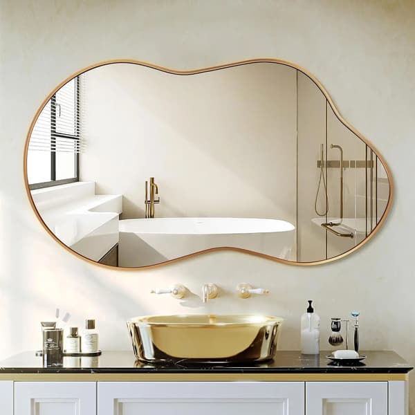 Väggspegel, Oregelbunden Form, Modern Design,Moln guld ram