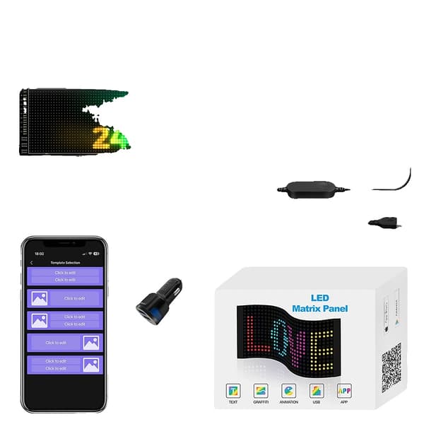 LED Programmerbar Skilt, APP Kontrol, Tilpassede Tekstfunktioner,16x62.4CM
