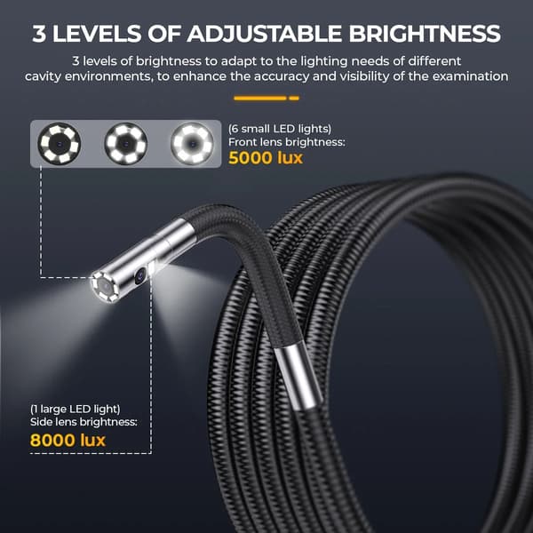 Endoskop, Dobbeltkamera, LED-lys,1.6 meter, ANCEL AN302