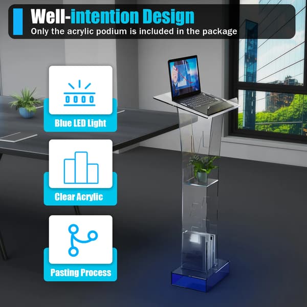 Presentationspodium, LED-ljus, Robust design, Klar