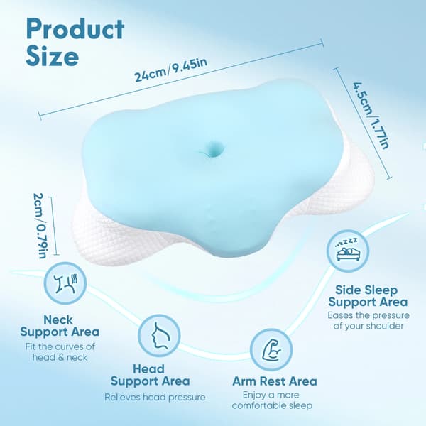 Nackstödskudde, Ergonomisk Design, Högdensitetsminnesskum,Blå