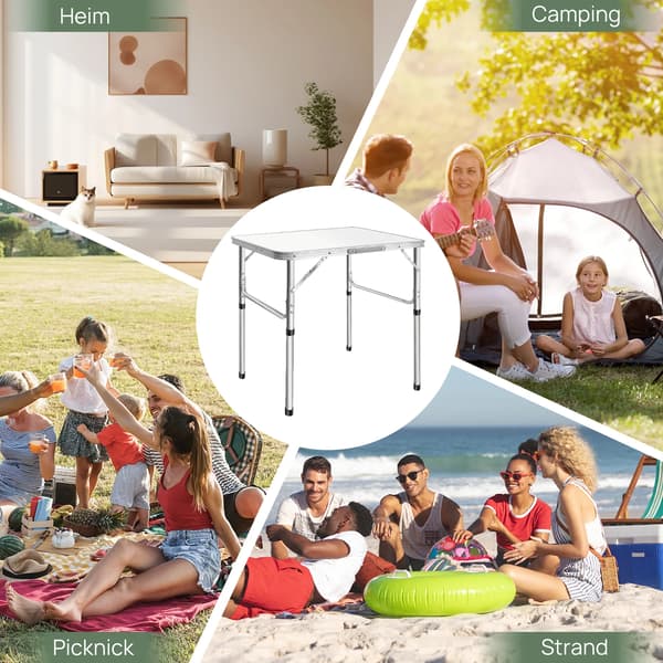 Fällbart Campingbord, Höjdjusterbart, Bärbart Design,Fällbord