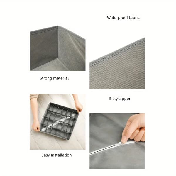 Opbevaringsorganisator, Foldbart Design, 24 Rum,grå 24 gitter