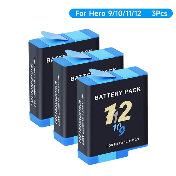 Batteri, 2000mAh kapacitet, USB-laddningsbox, 3PCS Batteri