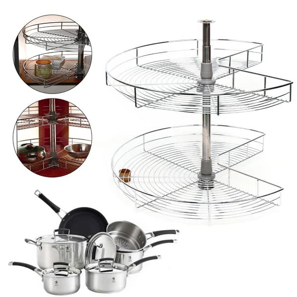 Hörnskåp Förvaring, 270° Rotationsdesign, Justerbar Höjd,Silver