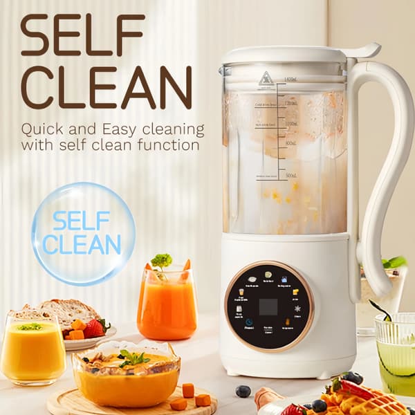 Blender, 1400 ml kapacitet, 16-bladet rustfrit stål, 9 funktioner, stille drift, 12-timers timer