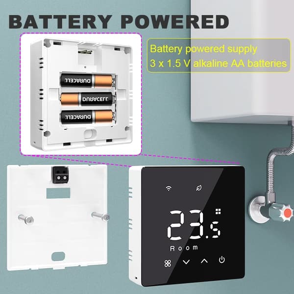 WiFi Zigbee Termostat, Programmerbar, Smart Assistant Kompatibel,Zigbee-Hvid