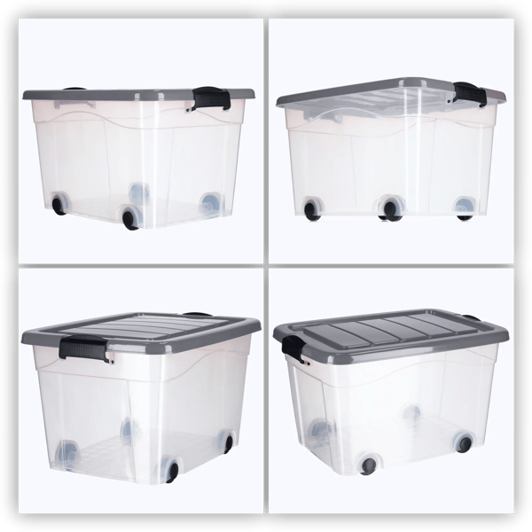 Förvaringsbehållare, 40L kapacitet, stapelbar design,M, Ljusgrå
