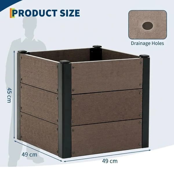 Havebed, Vejrbestandig, Nem Montering,49*49*45cm Med en base