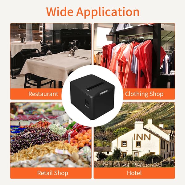 Bærbar printer, 220 mm/s udskrivningshastighed, USB- og Wi-Fi-forbindelse,sort, EU stik
