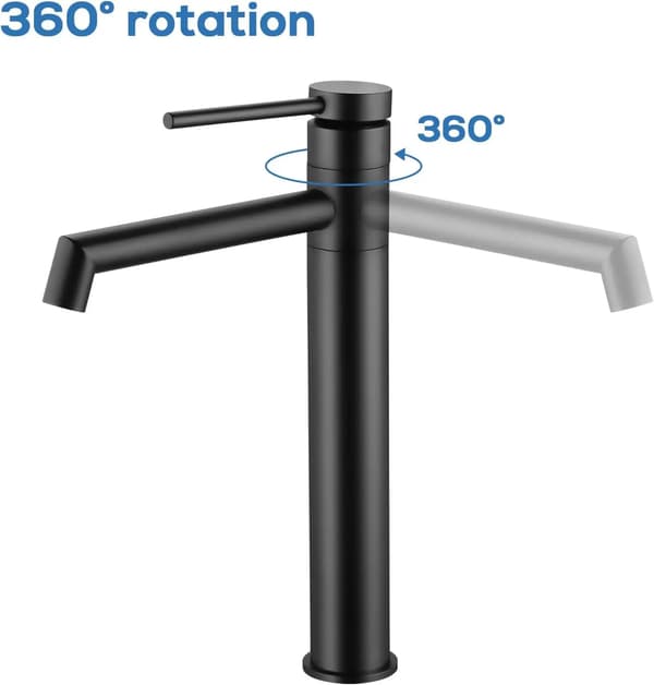 Vaskeskuffe, 360° Rotation, Vandbesparende Aerator,Rustfrit stål, 1 stykke