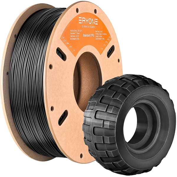 TPU Filament, 1,75 mm Diameter, Fleksibelt og Holdbart Materiale,Sort 5kg