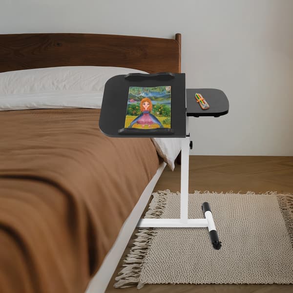 Højdejusterbart skrivebord, flytbar sidebord, pladsbesparende design,sort