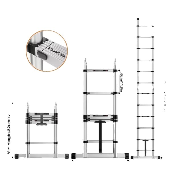 Teleskopstege, Tungt Utrustad, Justerbar Höjd,3.8M 2