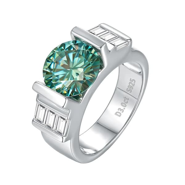 Moissanite Ring, Silver Guldpläterad, CMA Certifierad,10, S925 Sterling Silver-e, grön-e