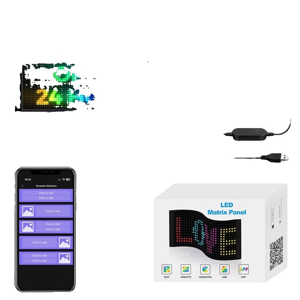 LED Programmerbar Skilt, APP Kontrol, Tilpassede Tekstfunktioner,16x43CM