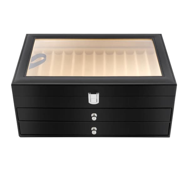 Pen Display Box, Træorganisator, Elegant Opbevaringsløsning,sort