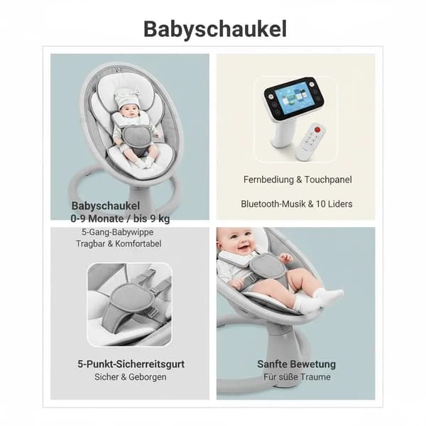 Babysitter, 5 hastigheter, Bluetooth-musik, armégrön