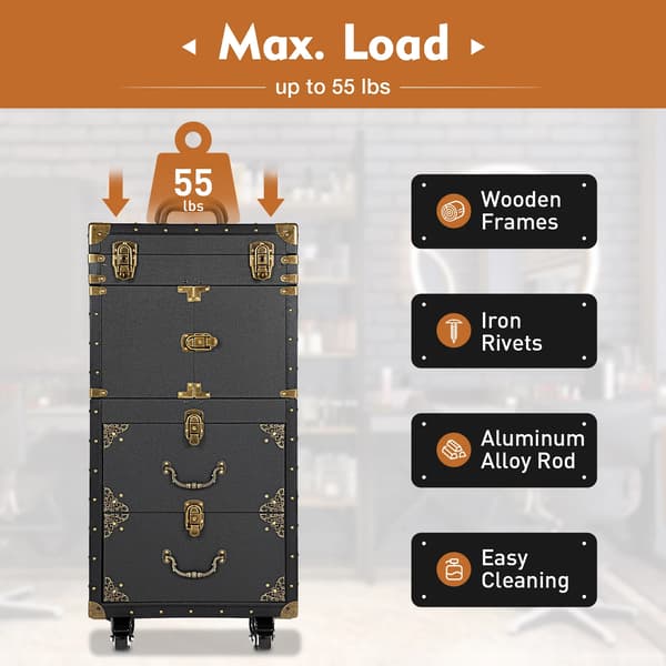 Makeup Trolley, Bærbar Design, Robust Konstruktion,sort