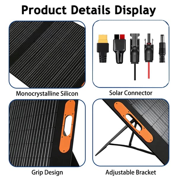 Solpanel, bærbar og vandtæt design, 100 watt output,100w