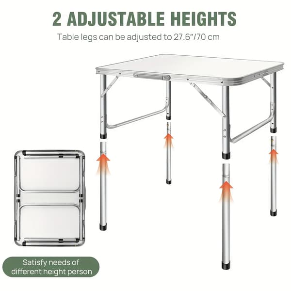 Foldbart Campingbord, Justerbar Højde, Bærbart Design,1