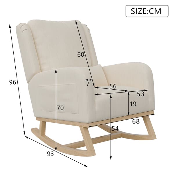 Fåtölj, Massivt Trä, Modern Minimalistisk Design,Vit Ris