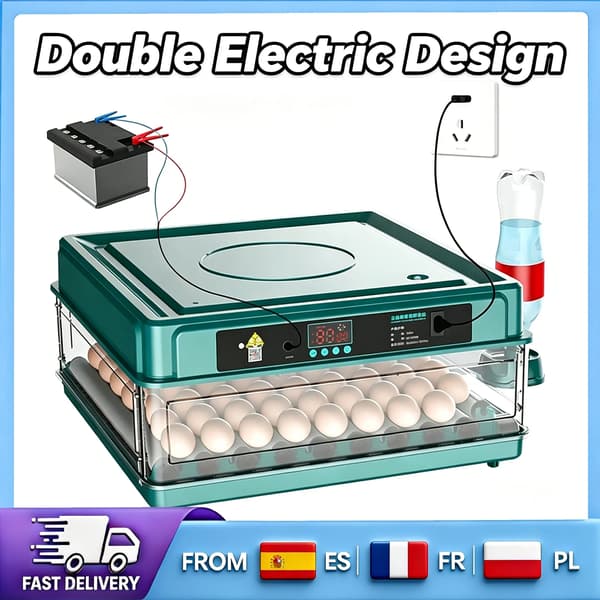 Ägginkubator, Automatisk Temperaturkontroll, Bärbar Design,48 Ägg