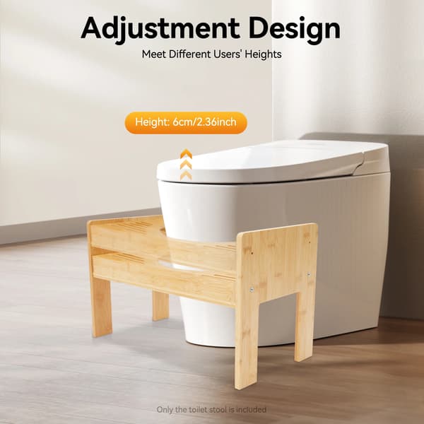 Toalettpall, Ergonomisk Bambudesign, Stöder Bättre Hållning,Guld