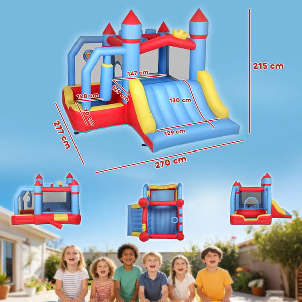 Uppblåsbart Slott, Rutschkana, Trampolin, Blå