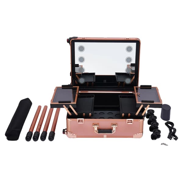 Makeup Case, 3-lags Design, Holdbart Aluminiumlegering,Rosen Guld