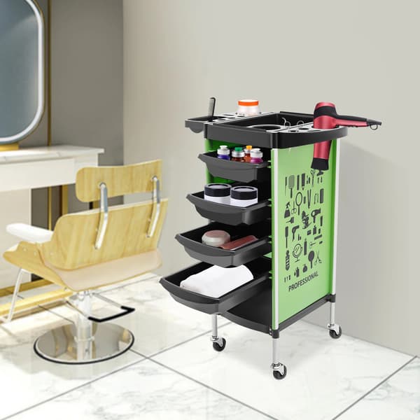 Salonvogn, 6-lags design, universelle hjul,grøn