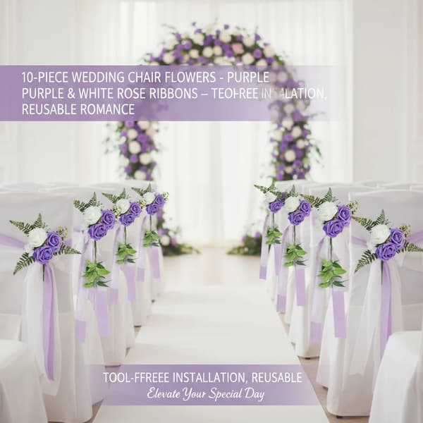 Stole Blomsterdekorationer, 10 Stykker, Polyester Materiale, Blomsterhoved Diameter 3,9 Tommer, Total Længde 29,5 Tommer, Indendørs Begivenheder