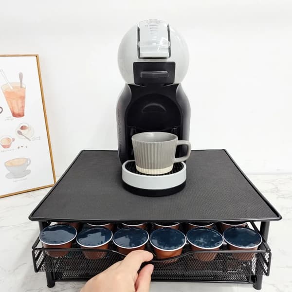 Kaffekapselholder, Dobbelt Skuffedesign, 72 Kapsel Kapacitet,sort