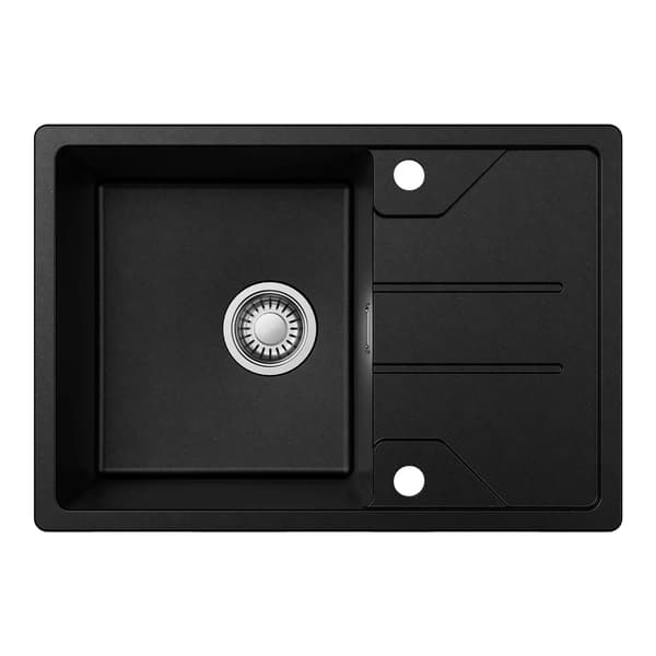 Köksdisk, Kompositgranite, Enkelskålsdesign,svart