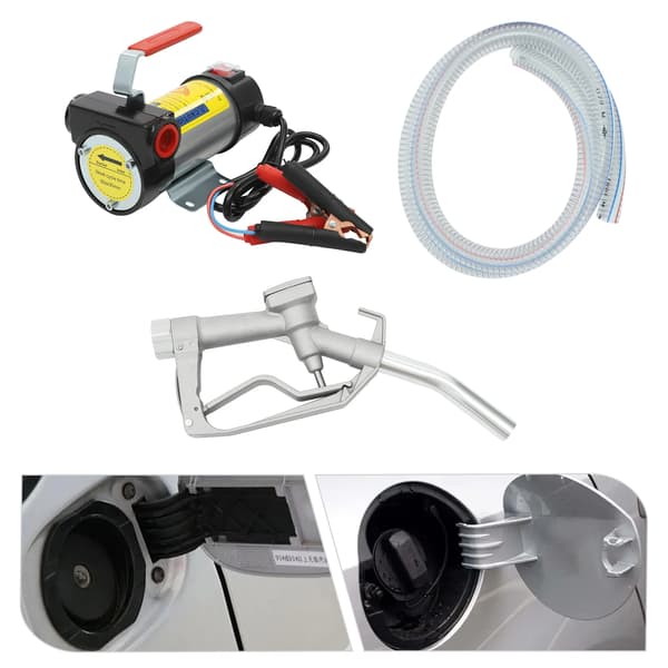 Dieselbränsleöverföringspump, 200W effekt, 45L/min flödeshastighet, max lyft 7m, max sug 5m, 12V spänning